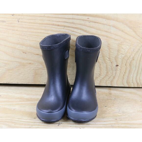 Bogs Rain Boots 8 Skipper Solid Black Baby Toddler 24 Slip On New - Picture 2 of 7